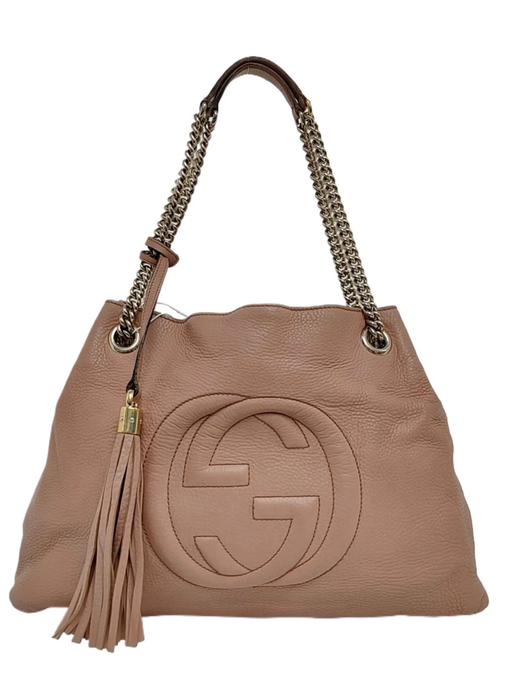 Gucci Blush Tan Soho Leather Shoulder Bag with Tassel